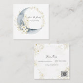 Moon- und Blumenrahmen mit QR-Code Quadratische Visitenkarte (Vorne/Hinten)