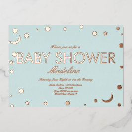 Moon und Dots Confetti Babydusche gepresst Folieneinladung