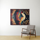 Moon und farbenfrohe Bergwelt Tapisserie Wandteppich (Beispiel (Horizontal))
