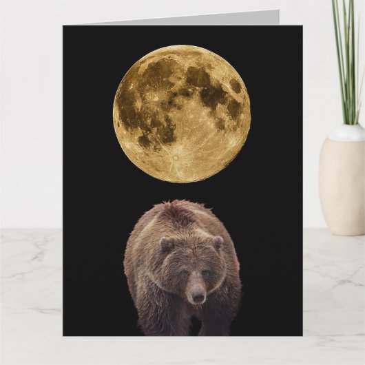 MOON UND GRIZZLY BÄREN GLÜCKLICH GROSSE GEBURTSTAG KARTE (Vorderseite)