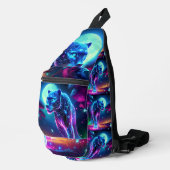 Moon und Panther Holographic Neon farbenfroh | Crossbody Bag (Rechte Ecke)