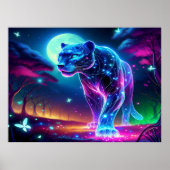 Moon und Panther Holographic Neon farbenfroh | Poster (Vorne)