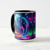 Moon und Panther Holographic Neon farbenfroh | Tasse (Vorderseite Links)