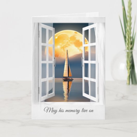 Moon und Sailboat in Window Beileid Karte (Vorderseite)