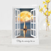 Moon und Sailboat in Window Beileid Karte (Gelbe Blume)