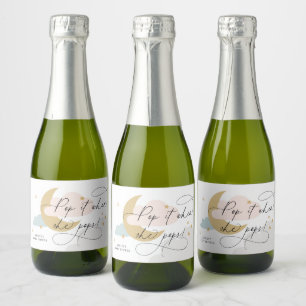 Moon und Stars farbenfroher Multi-Pop es, wenn sie Schaumweinetikett