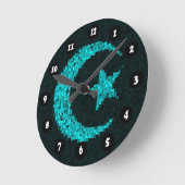 Moon und Sternblau Runde Wanduhr (Winkel)