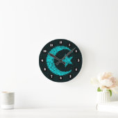 Moon und Sternblau Runde Wanduhr (Zuhause)