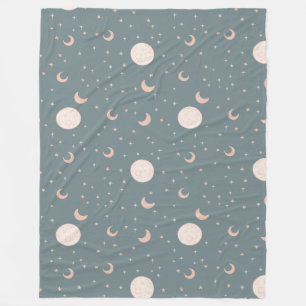 Moon und Sterne - blau Fleecedecke