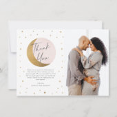 Moon und Sterne Foto Babydusche Dankeskarte (Vorderseite)