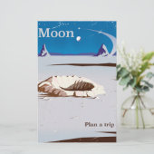 Moon - Vintages Reiseplakat Sci-fi Briefpapier (Stehend Vorderseite)