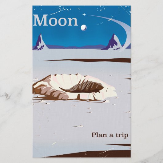 Moon - Vintages Reiseplakat Sci-fi Briefpapier (Vorderseite)