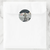 Moon Walk mit amerikanischer Flagge Runder Aufkleber (Tasche)