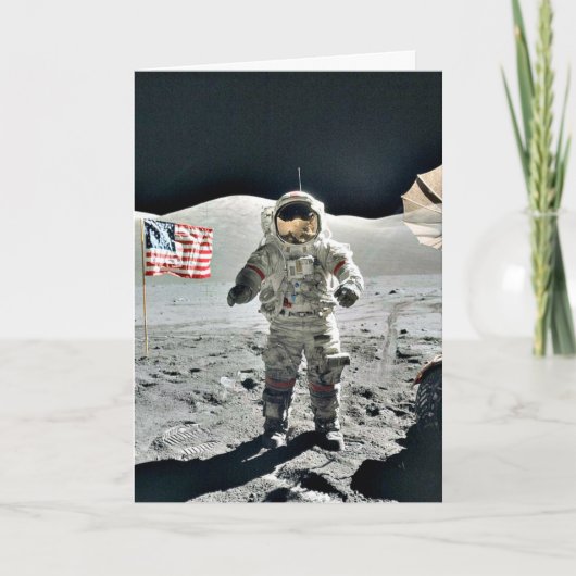Moon Walk with American Flag Karte (Vorderseite)