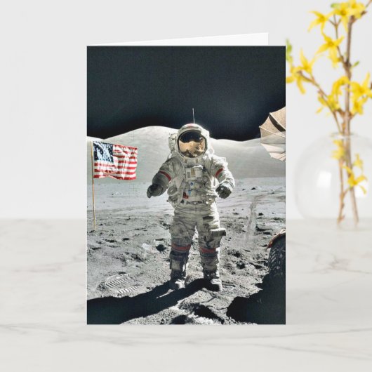 Moon Walk with American Flag Karte (Gelbe Blume)