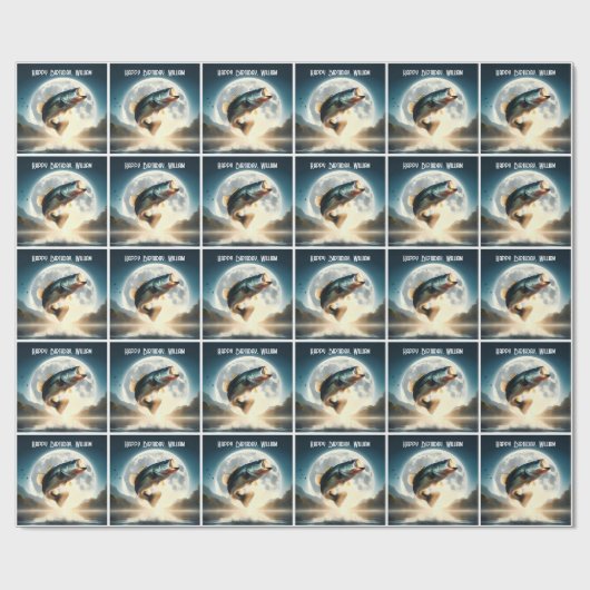 Moon Water & Bass Leaping Geschenkpapier (Flach)