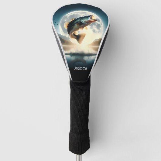Moon Water & Bass Leaping Golf Headcover (Vorderseite)