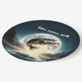 Moon Water & Bass Leaping Pappteller (Schrägansicht)