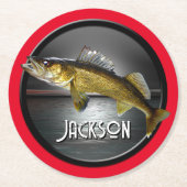 Moon Water & Walleye Pike Blue Runder Pappuntersetzer (Vorderseite)