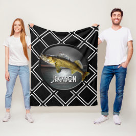 Moon Water & Walleye Pike Fleece Blanket