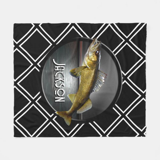 Moon Water & Walleye Pike Fleece Blanket (Vorderseite (Horizontal))