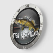 Moon Water & Walleye Pike Große Wanduhr (Winkel)