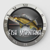 Moon Water & Walleye Pike Große Wanduhr (Vorderseite)