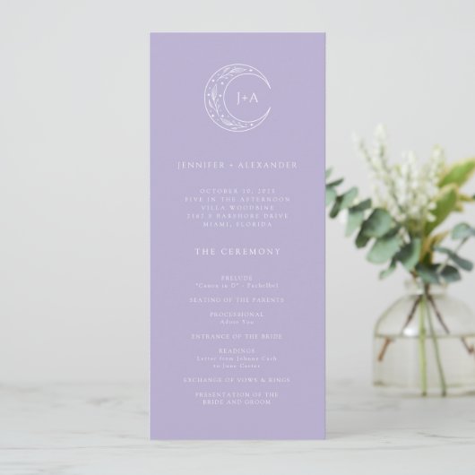Moon Whimsical Wedding Programm (Stehend Vorderseite)
