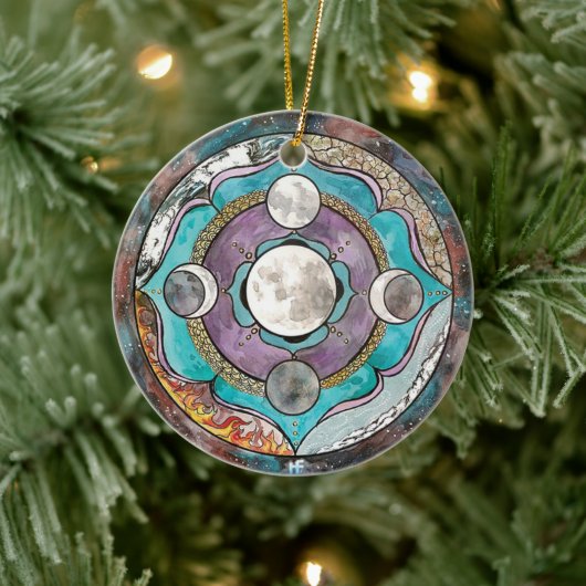 Moon Wiccan Hexe Pagan Hexchy Witchcraft Xmas Keramik Ornament (Baum)