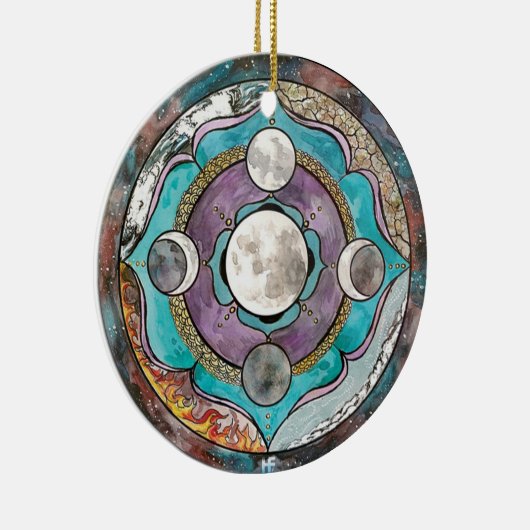 Moon Wiccan Hexe Pagan Hexchy Witchcraft Xmas Keramik Ornament (Rechts)