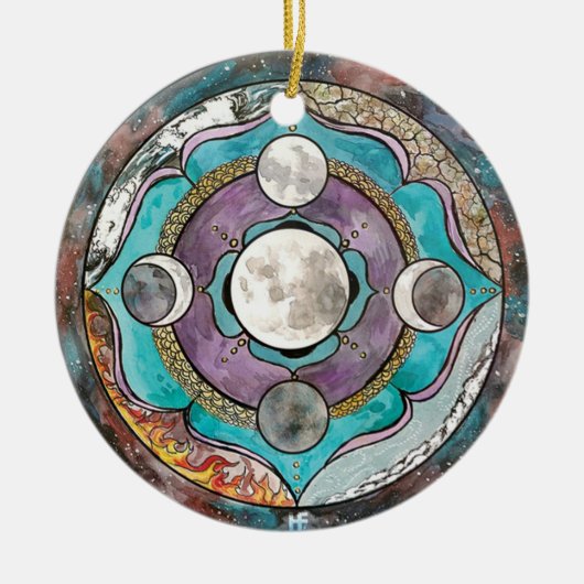 Moon Wiccan Hexe Pagan Hexchy Witchcraft Xmas Keramik Ornament (Vorne)