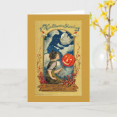 Moon Witch Halloween Gruß Karte (Gelbe Blume)