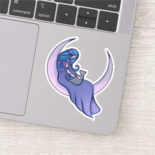 Moon Witch MoonChild Pagan Wicca Kunst, Dichtung u Aufkleber (Detail)