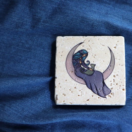 Moon Witch MoonChild Pagan Wicca Kunst, Dichtung u Steinuntersetzer