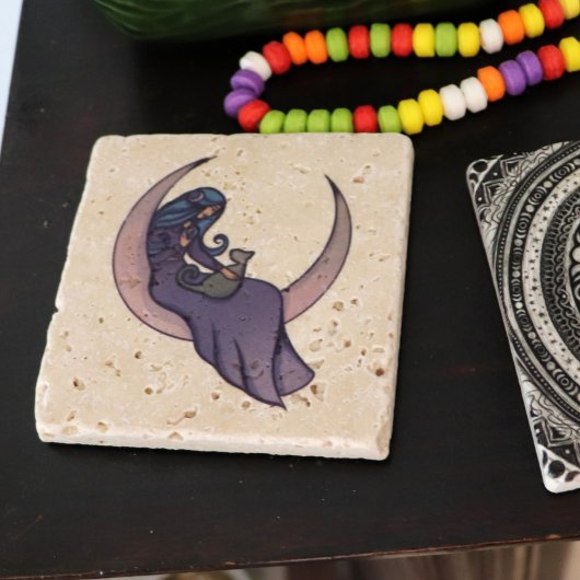 Moon Witch MoonChild Pagan Wicca Kunst, Dichtung u Steinuntersetzer