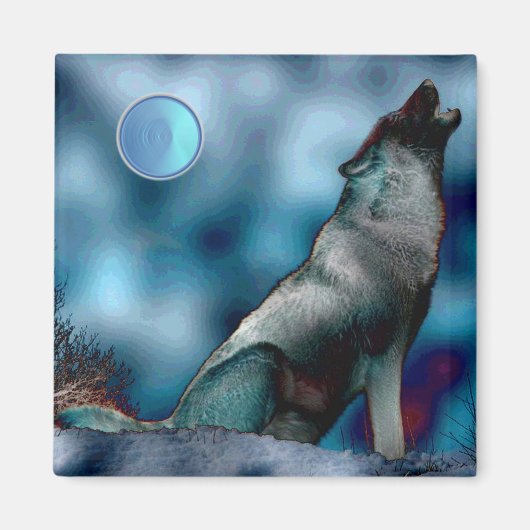 Moon Wolf Fantasy Magnet (Vorne)