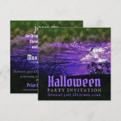 Moon Wolken Lila Halloween-Einladungen Einladung (Vorne/Hinten)