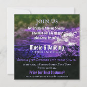 Moon Wolken Lila Halloween-Einladungen Einladung (Rückseite)