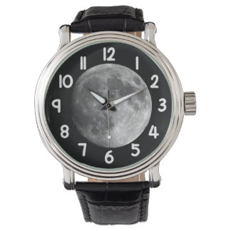 Moon Wrist Watch – Black Night Sky Space Timepiece Armbanduhr