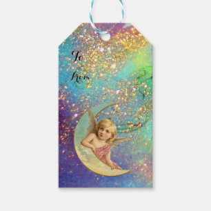 MOONANGEL IN BLAUE GOLD GELBE GLITZERN GESCHENKANHÄNGER