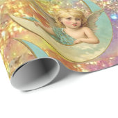 MOONANGEL IN BLAUE GOLD GELBE GLITZERN GESCHENKPAPIER (Rolleneckpunkt)