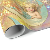 MOONANGEL IN BLAUE GOLD GELBE GLITZERN GESCHENKPAPIER (Rolleneckpunkt)