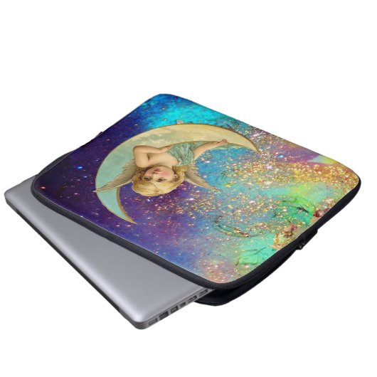 MOONANGEL IN BLAUE GOLD GELBE GLITZERN LAPTOPSCHUTZHÜLLE (Vorne Knopf)