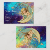 MOONANGEL IN BLAUE GOLD GELBE GLITZERN VISITENKARTE (Vorne/Hinten)