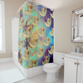 MOONANGEL IN BLAUEN GOLD GELBEN GLITZERN, WRAPPING DUSCHVORHANG (Beispiel)