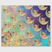 MOONANGEL IN PINK,BLAUE GOLD GELBE GLITZERN GESCHENKPAPIER (Flach)