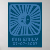 Moonbars Niedlich Moon CUSTOM BABY NAME BIRTHDAY A Poster (Vorne)