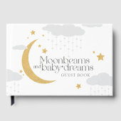 Moonbeams and baby dreams baby shower gold gray gästebuch (Vorderseite)