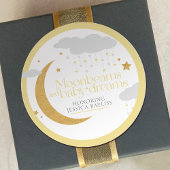Moonbeams and baby dreams baby shower yellow runder aufkleber