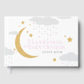 Moonbeams and baby dreams pink baby shower  gästebuch (Vorderseite)